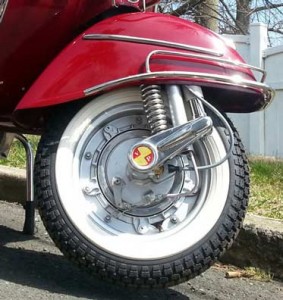 White wall tires for vintage Vespa scooter