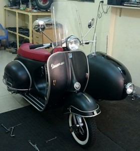 Restored vintage Vespa sidecar